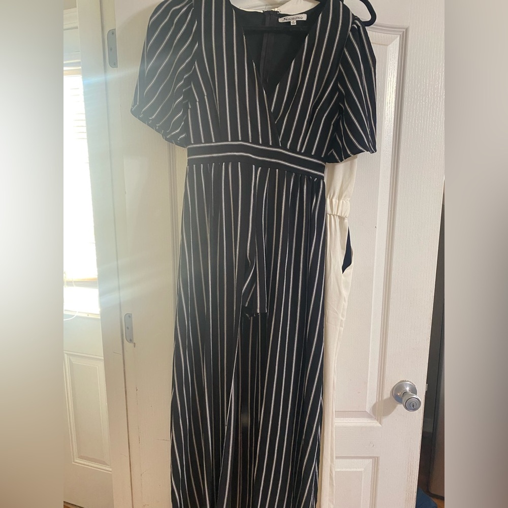 Black and white striped jumsuit